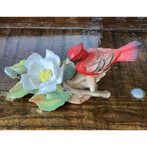 Lefton Other - Lefton Porcelain Bird Figurine Cardinal with Dogwood Flower 1983 Number 03998